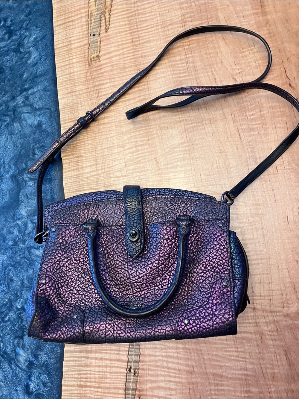 EXTREMELY RARE! Coach Mercer Satchel 30 In Hologram Oil Slick Pebble Leather